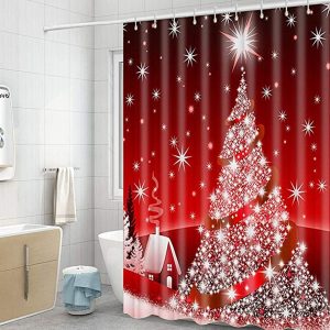 Santa Christmas Trees Shower Curtain 095