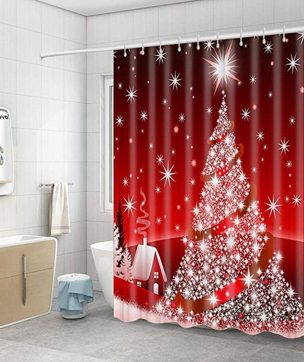 Santa Christmas Trees Shower Curtain 095