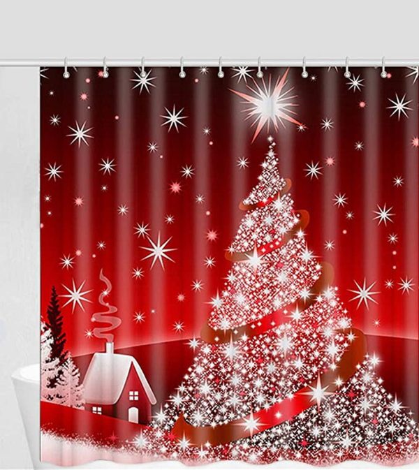 Santa Christmas Trees Shower Curtain 095