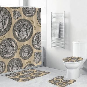 Silver Logo Versace Shower Curtain Set 026