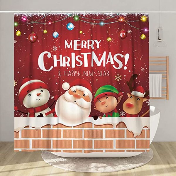 Snowman and Santa Claus Shower Curtain 096