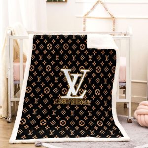 White And Dark Brown Louis Vuitton Blanket 054